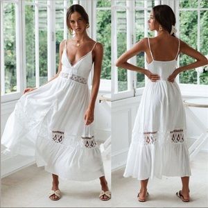 Seaside Chic White Lace Maxi Dress